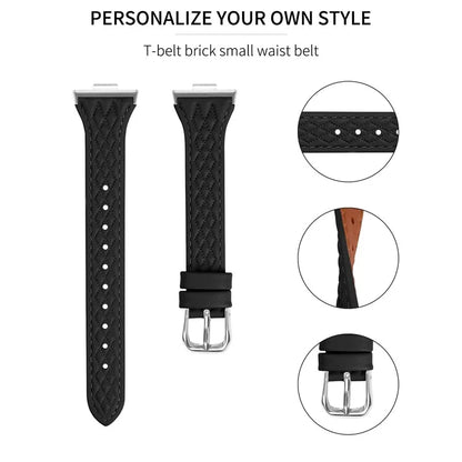 Genuine Cow Leather Band for Huawei Watch Fit 3 Rhombus Imprinted Watch Strap