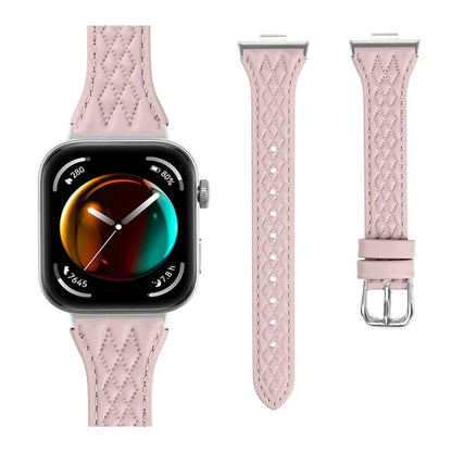 Genuine Cow Leather Band for Huawei Watch Fit 3 Rhombus Imprinted Watch Strap