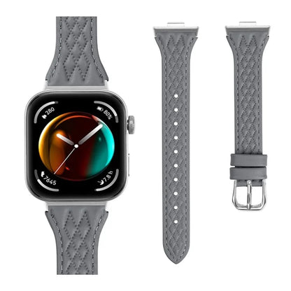 Genuine Cow Leather Band for Huawei Watch Fit 3 Rhombus Imprinted Watch Strap