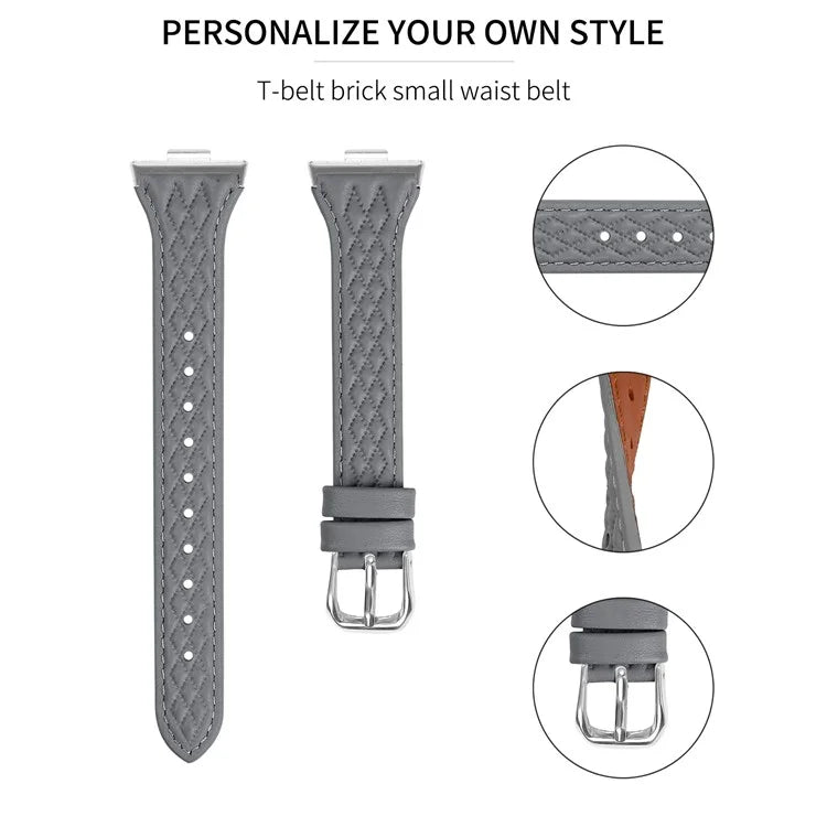 Genuine Cow Leather Band for Huawei Watch Fit 3 Rhombus Imprinted Watch Strap