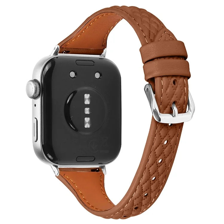 Genuine Cow Leather Band for Huawei Watch Fit 3 Rhombus Imprinted Watch Strap