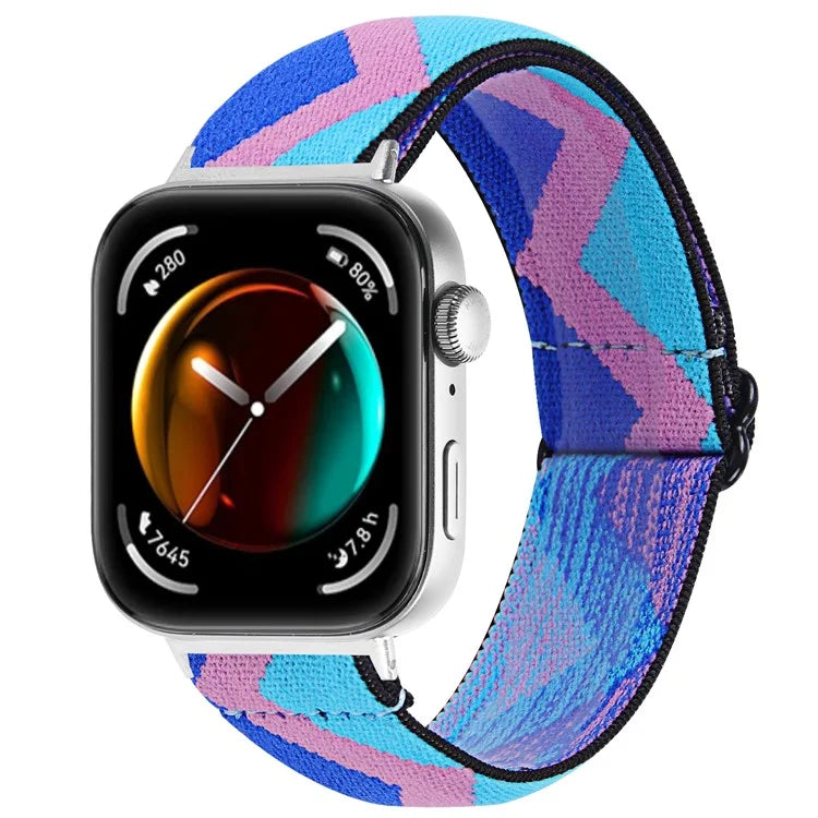 For Huawei Watch Fit 3 Nylon Watch Strap Pattern Print Adjustable Elastic Wrist Band