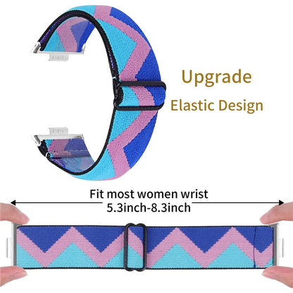 For Huawei Watch Fit 3 Nylon Watch Strap Pattern Print Adjustable Elastic Wrist Band