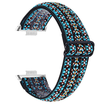 For Huawei Watch Fit 3 Nylon Watch Strap Pattern Print Adjustable Elastic Wrist Band