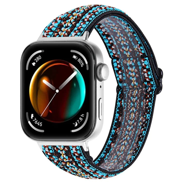 For Huawei Watch Fit 3 Nylon Watch Strap Pattern Print Adjustable Elastic Wrist Band