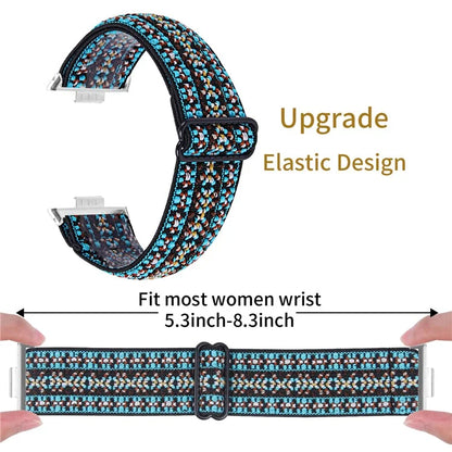 For Huawei Watch Fit 3 Nylon Watch Strap Pattern Print Adjustable Elastic Wrist Band