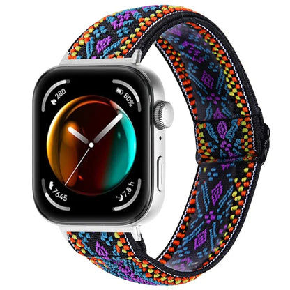 For Huawei Watch Fit 3 Nylon Watch Strap Pattern Print Adjustable Elastic Wrist Band
