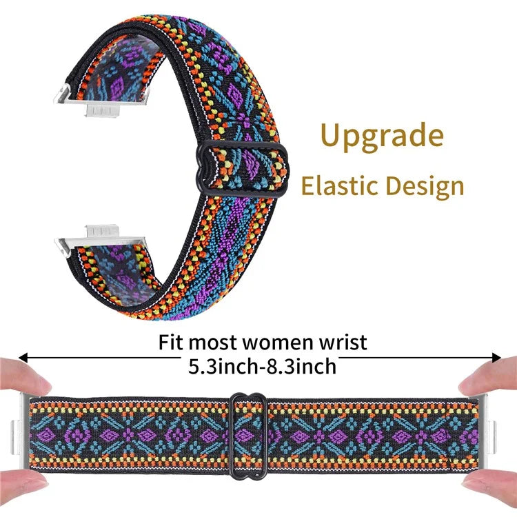 For Huawei Watch Fit 3 Nylon Watch Strap Pattern Print Adjustable Elastic Wrist Band