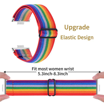 For Huawei Watch Fit 3 Nylon Watch Strap Pattern Print Adjustable Elastic Wrist Band