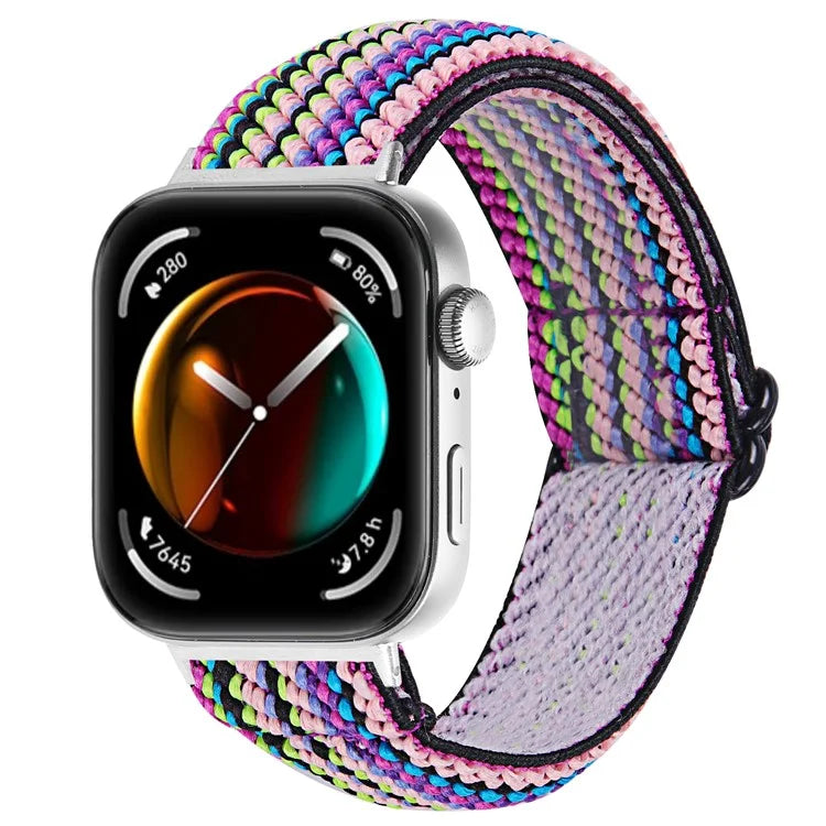 For Huawei Watch Fit 3 Nylon Watch Strap Pattern Print Adjustable Elastic Wrist Band