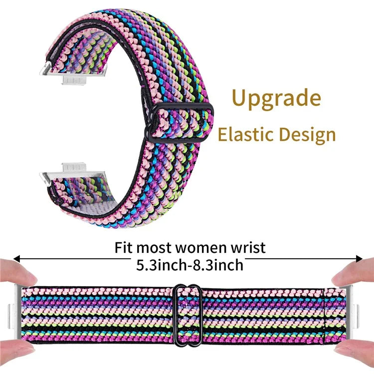 For Huawei Watch Fit 3 Nylon Watch Strap Pattern Print Adjustable Elastic Wrist Band