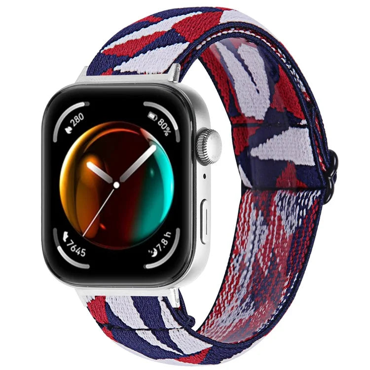 For Huawei Watch Fit 3 Nylon Watch Strap Pattern Print Adjustable Elastic Wrist Band