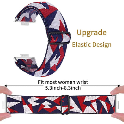 For Huawei Watch Fit 3 Nylon Watch Strap Pattern Print Adjustable Elastic Wrist Band