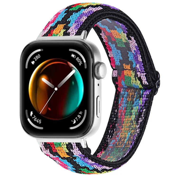 For Huawei Watch Fit 3 Nylon Watch Strap Pattern Print Adjustable Elastic Wrist Band