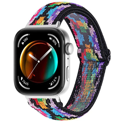 For Huawei Watch Fit 3 Nylon Watch Strap Pattern Print Adjustable Elastic Wrist Band