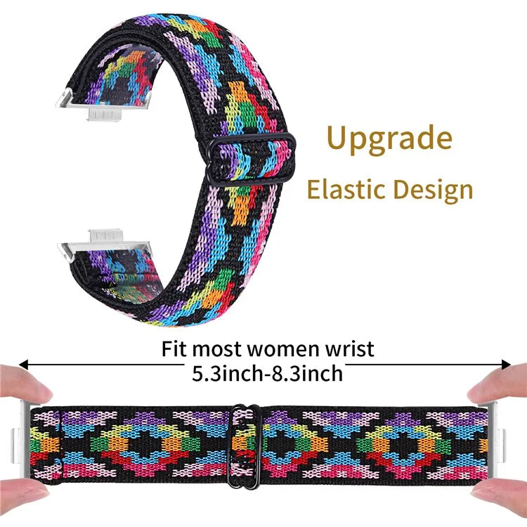 For Huawei Watch Fit 3 Nylon Watch Strap Pattern Print Adjustable Elastic Wrist Band