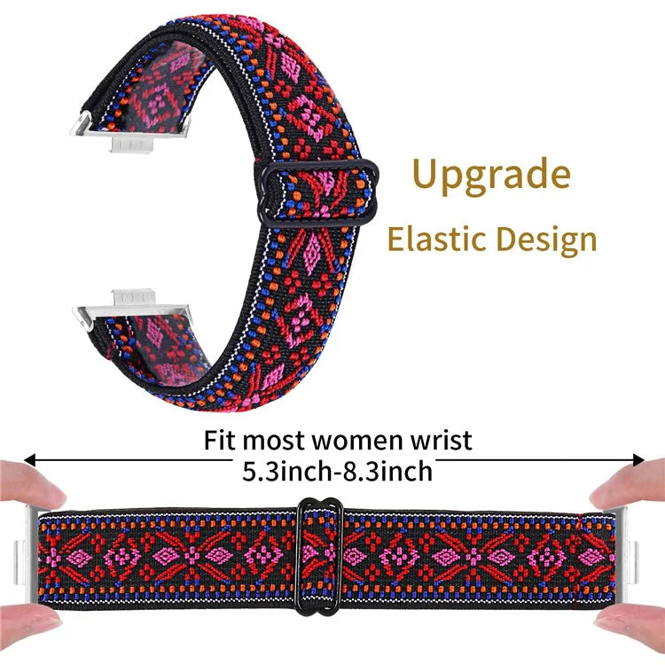 For Huawei Watch Fit 3 Nylon Watch Strap Pattern Print Adjustable Elastic Wrist Band