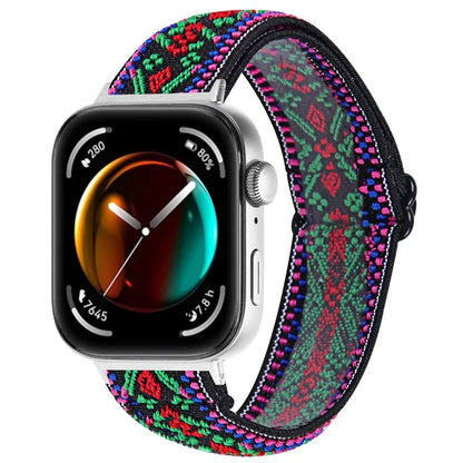 For Huawei Watch Fit 3 Nylon Watch Strap Pattern Print Adjustable Elastic Wrist Band