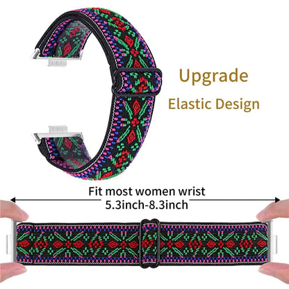 For Huawei Watch Fit 3 Nylon Watch Strap Pattern Print Adjustable Elastic Wrist Band