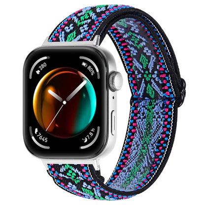 For Huawei Watch Fit 3 Nylon Watch Strap Pattern Print Adjustable Elastic Wrist Band