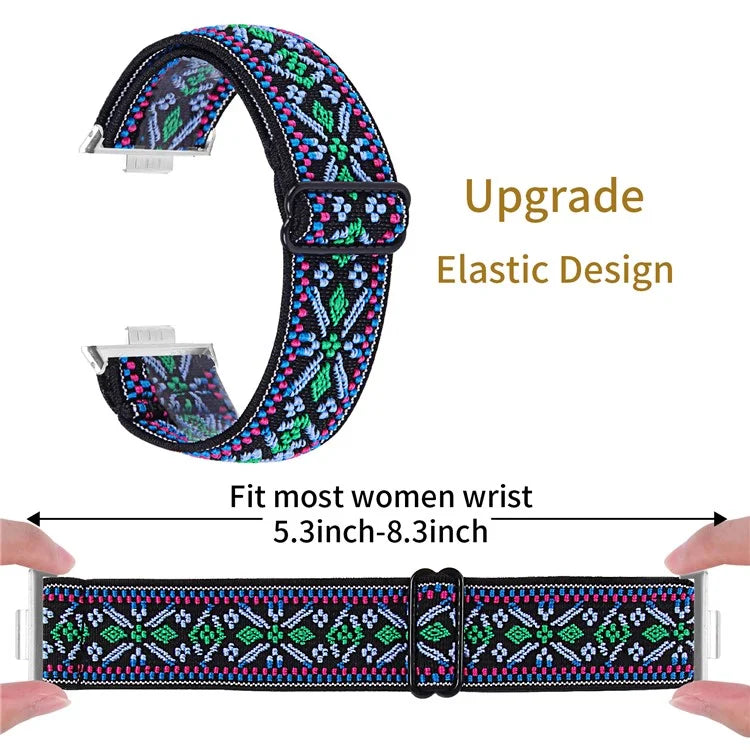 For Huawei Watch Fit 3 Nylon Watch Strap Pattern Print Adjustable Elastic Wrist Band