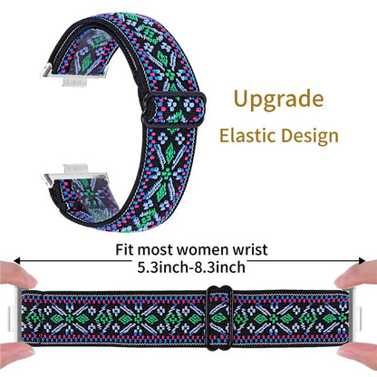 For Huawei Watch Fit 3 Nylon Watch Strap Pattern Print Adjustable Elastic Wrist Band