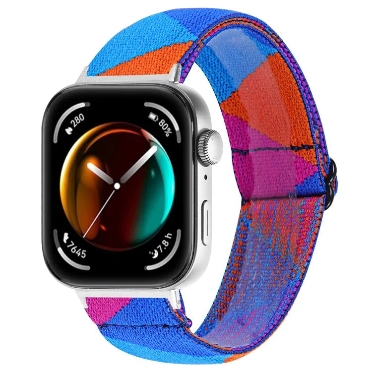 For Huawei Watch Fit 3 Nylon Watch Strap Pattern Print Adjustable Elastic Wrist Band