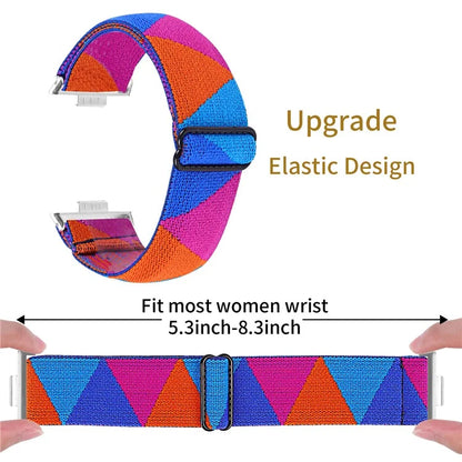 For Huawei Watch Fit 3 Nylon Watch Strap Pattern Print Adjustable Elastic Wrist Band