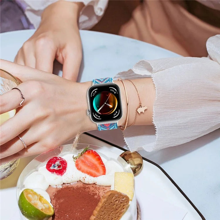 For Huawei Watch Fit 3 Nylon Watch Strap Pattern Print Adjustable Elastic Wrist Band