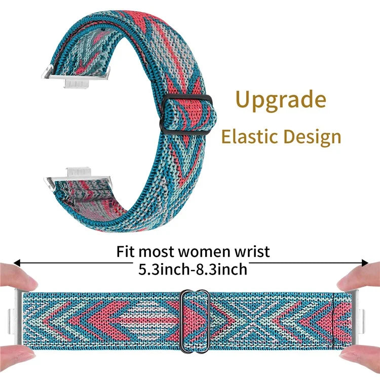 For Huawei Watch Fit 3 Nylon Watch Strap Pattern Print Adjustable Elastic Wrist Band