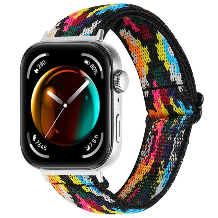 For Huawei Watch Fit 3 Nylon Watch Strap Pattern Print Adjustable Elastic Wrist Band