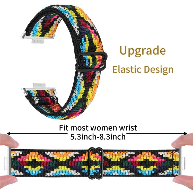 For Huawei Watch Fit 3 Nylon Watch Strap Pattern Print Adjustable Elastic Wrist Band