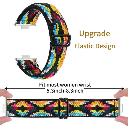 For Huawei Watch Fit 3 Nylon Watch Strap Pattern Print Adjustable Elastic Wrist Band