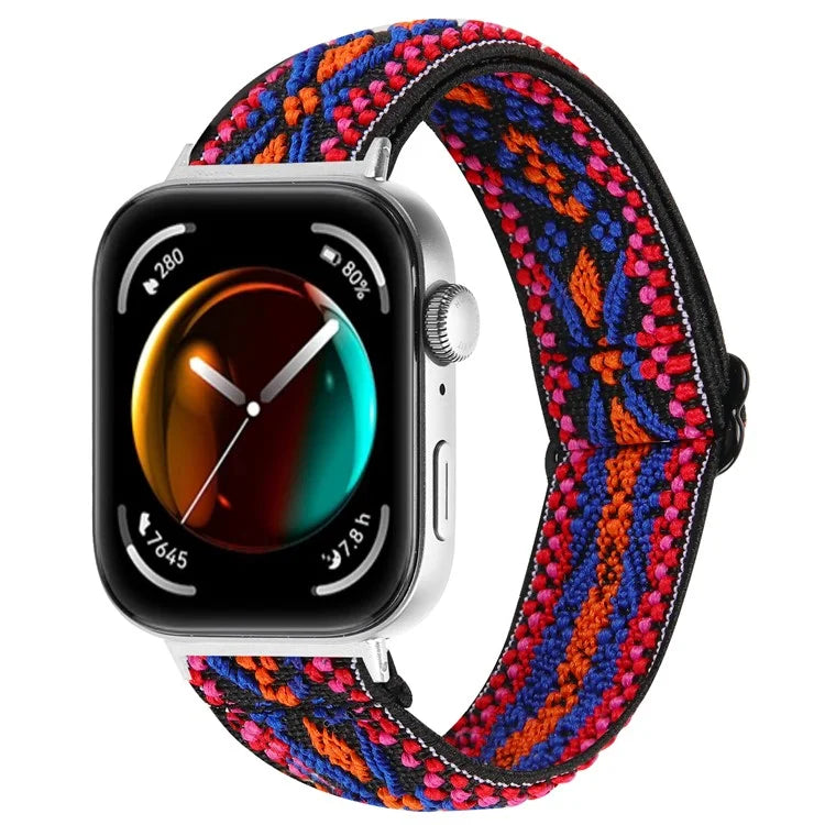 For Huawei Watch Fit 3 Nylon Watch Strap Pattern Print Adjustable Elastic Wrist Band