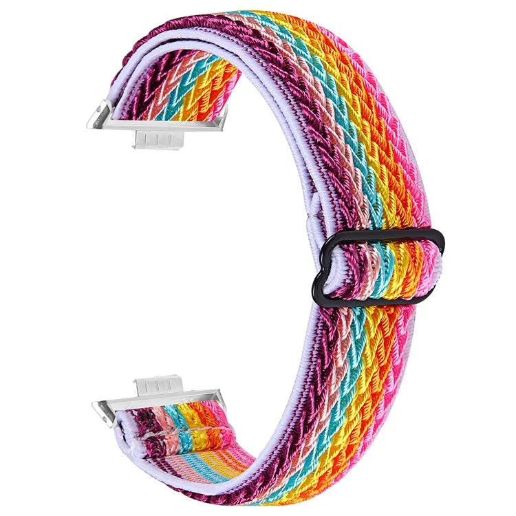 For Huawei Watch Fit 3 Adjustable Nylon Watch Band Wave Design Elastic Wrist Strao