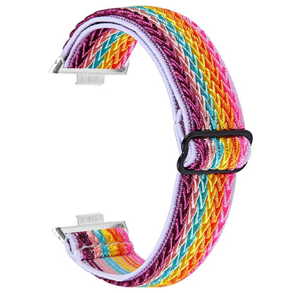 For Huawei Watch Fit 3 Adjustable Nylon Watch Band Wave Design Elastic Wrist Strao