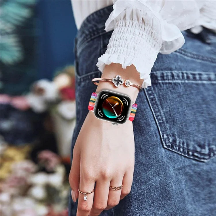 For Huawei Watch Fit 3 Adjustable Nylon Watch Band Wave Design Elastic Wrist Strao