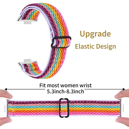 For Huawei Watch Fit 3 Adjustable Nylon Watch Band Wave Design Elastic Wrist Strao