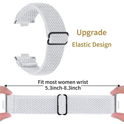 For Huawei Watch Fit 3 Adjustable Nylon Watch Band Wave Design Elastic Wrist Strao