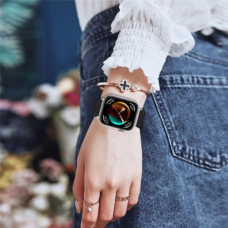 For Huawei Watch Fit 3 Adjustable Nylon Watch Band Wave Design Elastic Wrist Strao
