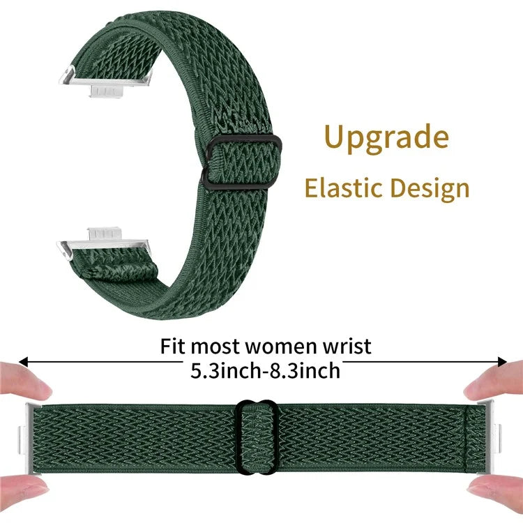 For Huawei Watch Fit 3 Adjustable Nylon Watch Band Wave Design Elastic Wrist Strao