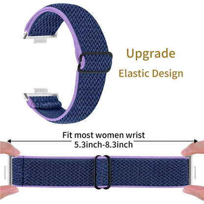 For Huawei Watch Fit 3 Adjustable Nylon Watch Band Wave Design Elastic Wrist Strao