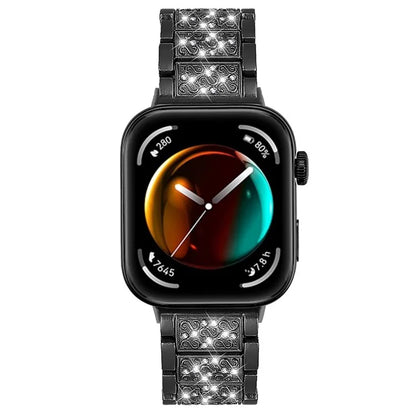 For Huawei Watch Fit 3 Metal Band Smart Watch Wrist Strap with Rhinestone
