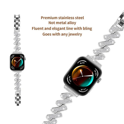 For Huawei Watch Fit 3 Watch Band Rhinestone Decor 7-Shape Metal Wrist Strap