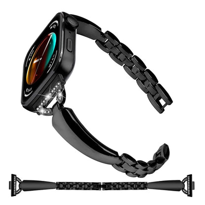 For Huawei Watch Fit 3 Watch Band Metal Wrist Bracelet with Rhinestone D-Shape Connector