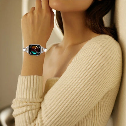 For Huawei Watch Fit 3 Watch Band Metal Wrist Bracelet with Rhinestone D-Shape Connector