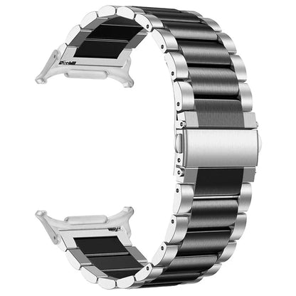 For Samsung Galaxy Watch Ultra 47mm Watch Band 3-Bead Stainless Steel Metal Strap