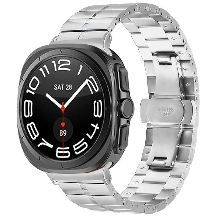 For Samsung Galaxy Watch Ultra 47mm Watch Band Stainless Steel Wrist Strap Replacement - Silver