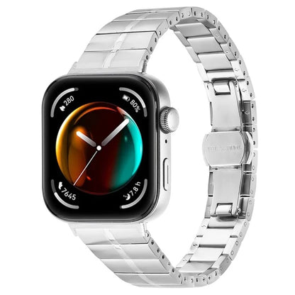 For Huawei Watch Fit 3 Stainless Steel Watch Strap One-Bead Mesh Metal Band - Silver