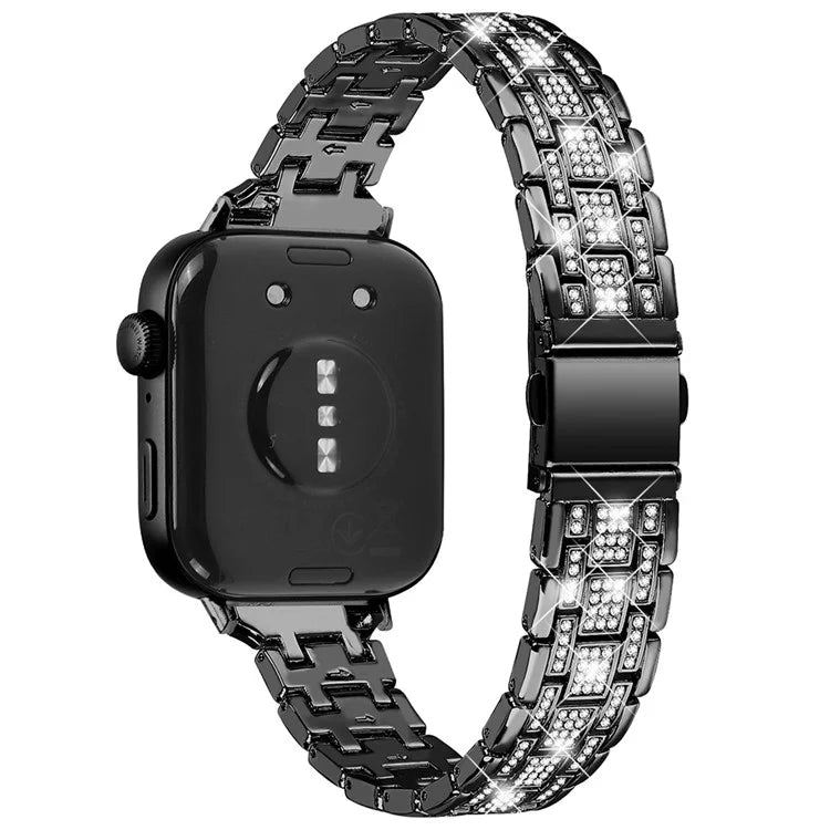 For Huawei Watch Fit 3 Watch Strap Five-Bead Rhinestones Metal Wrist Band Bracelet